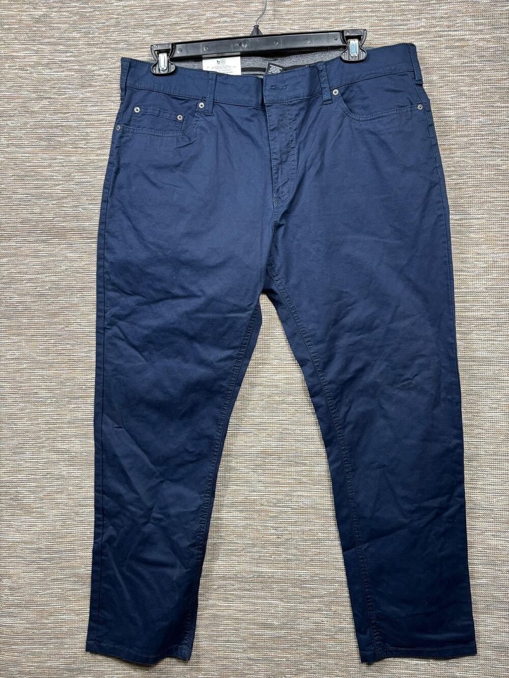 Member's Mark Pants Mens 38x30 Blue Mason Straight Fit 5 Pocket Stretch Chino